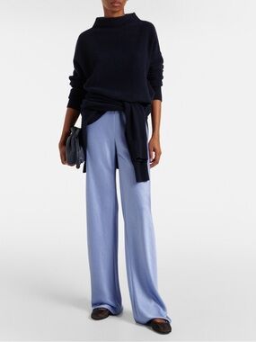 Vince Wide-Leg Satin Pants in Light Blue